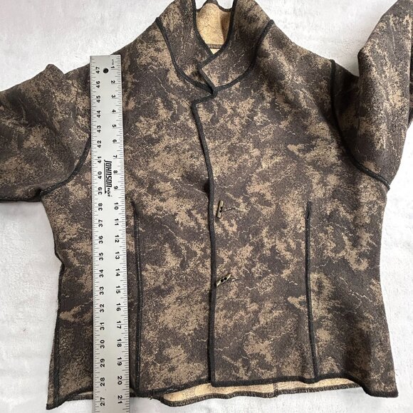 Women’s Reversible Jacket Camouflage Gray Beige Stand Collar Button Closure - Picture 8 of 9